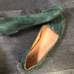 Green Clarks Indigo flats